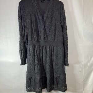 Torrid 1 1X Pristine Lace Dress Gray Tiered Ruffle Stretch Plus Size Cocktail